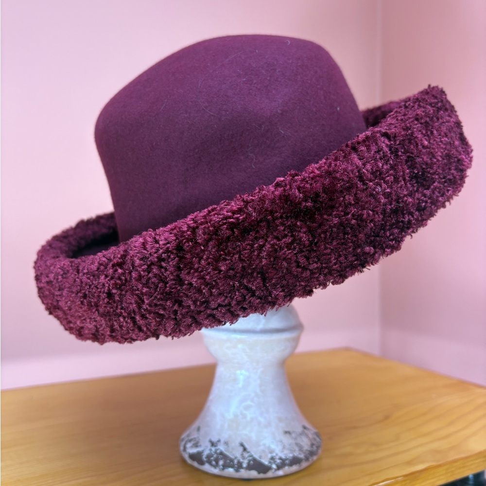 Vintage Burgundy Wool Felt Statement Hat - Picture 3 of 5